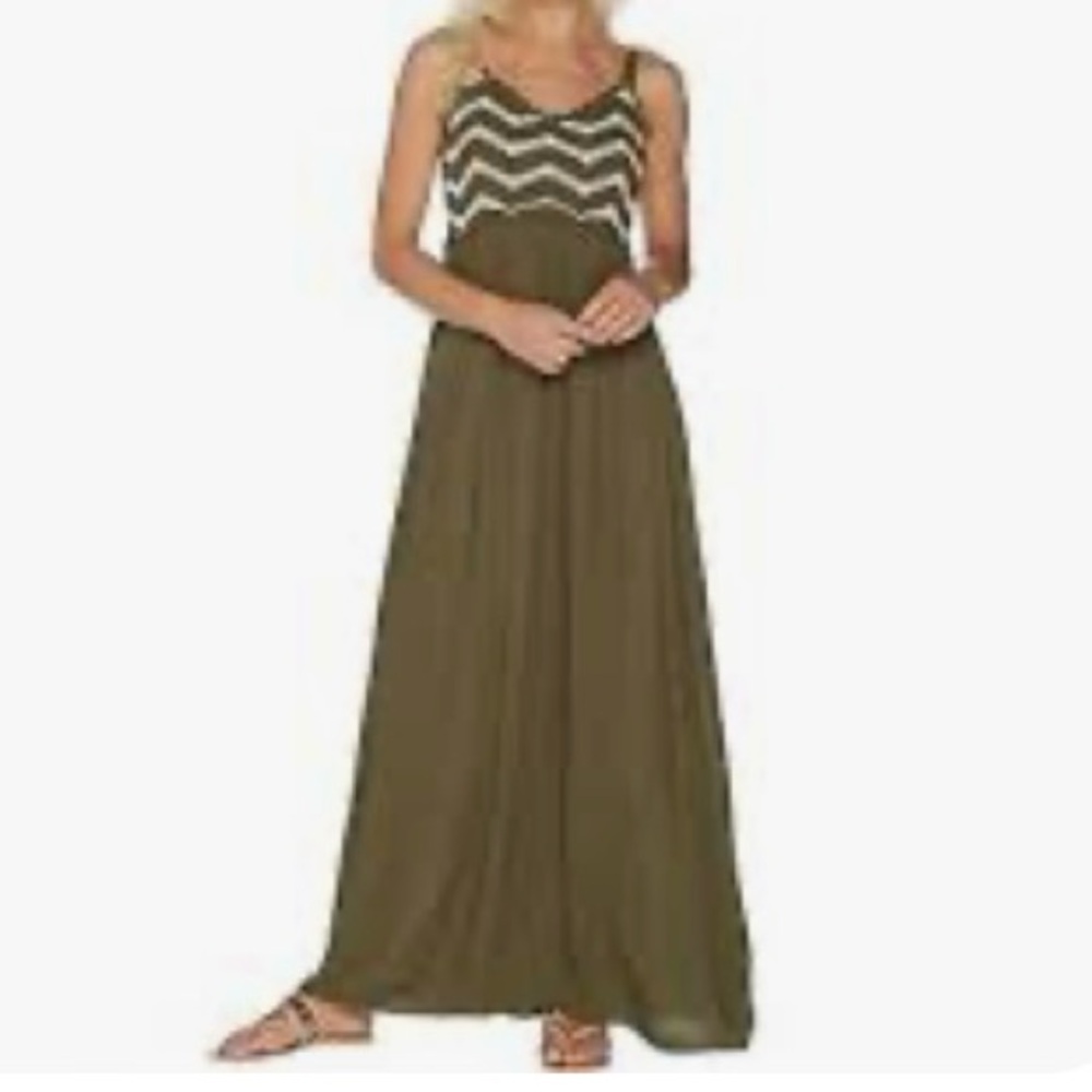 DU JOUR Crochet Olive Maxi Dress